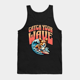 Surfing, Waves, Corgi, Animals, Beach Lover Tank Top